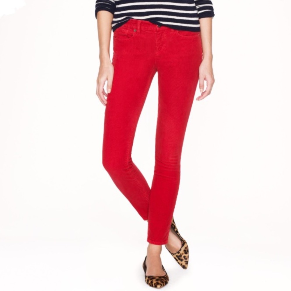 J Crew Toothpick RED ankle skinny jeans dyed 29